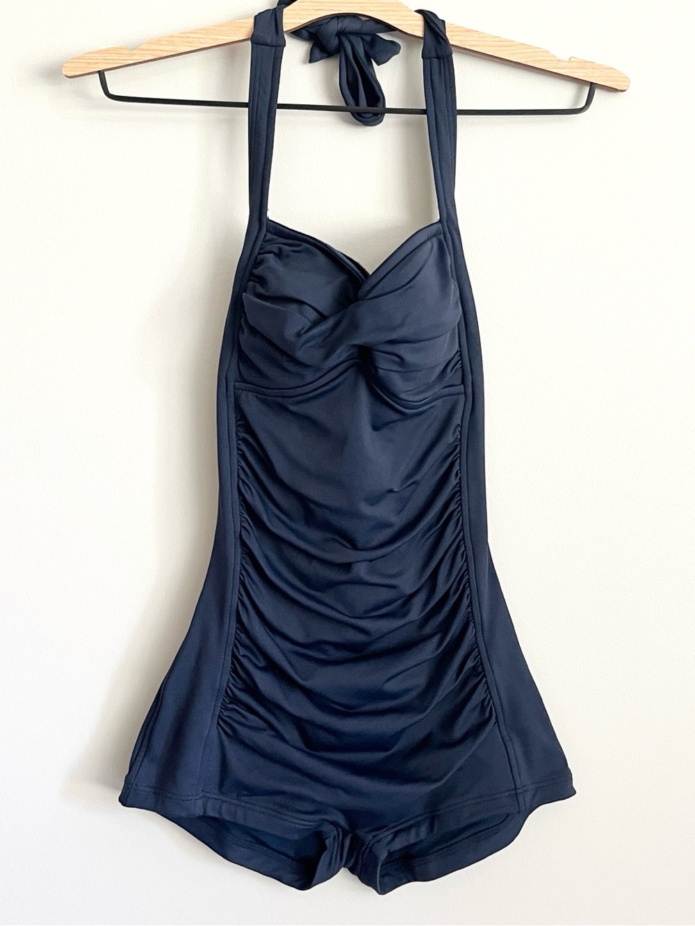 Seafolly Swimsuit Size 6 US 10 AU Boyleg One-Piece True Navy Blue Retro Ruched